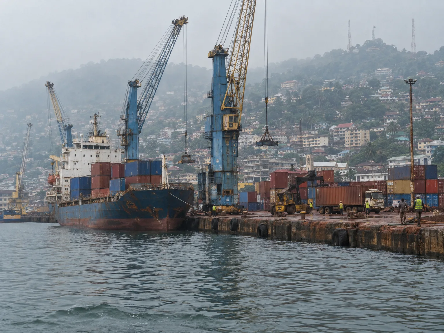Freetown port with container terminal